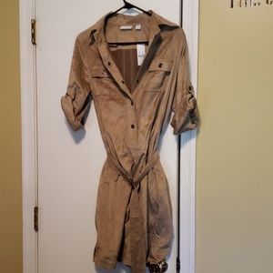 Faux suede knee length dress